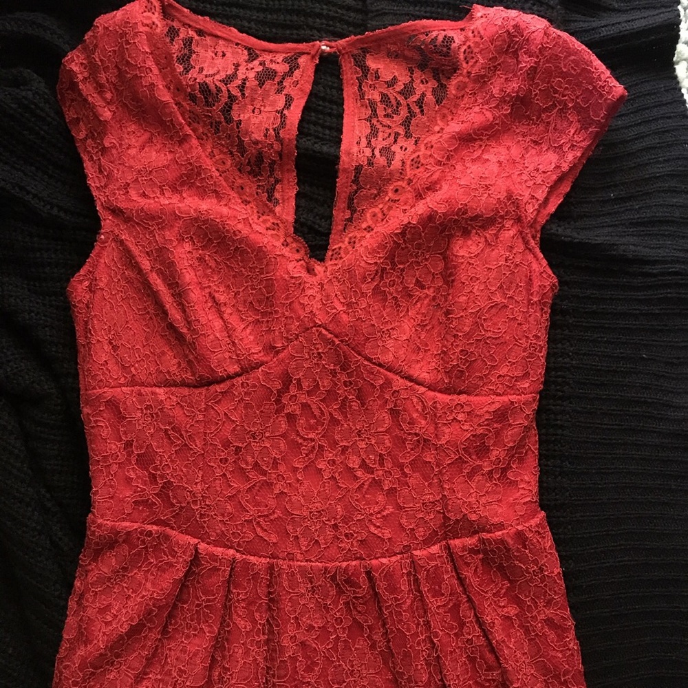 Red lace dress